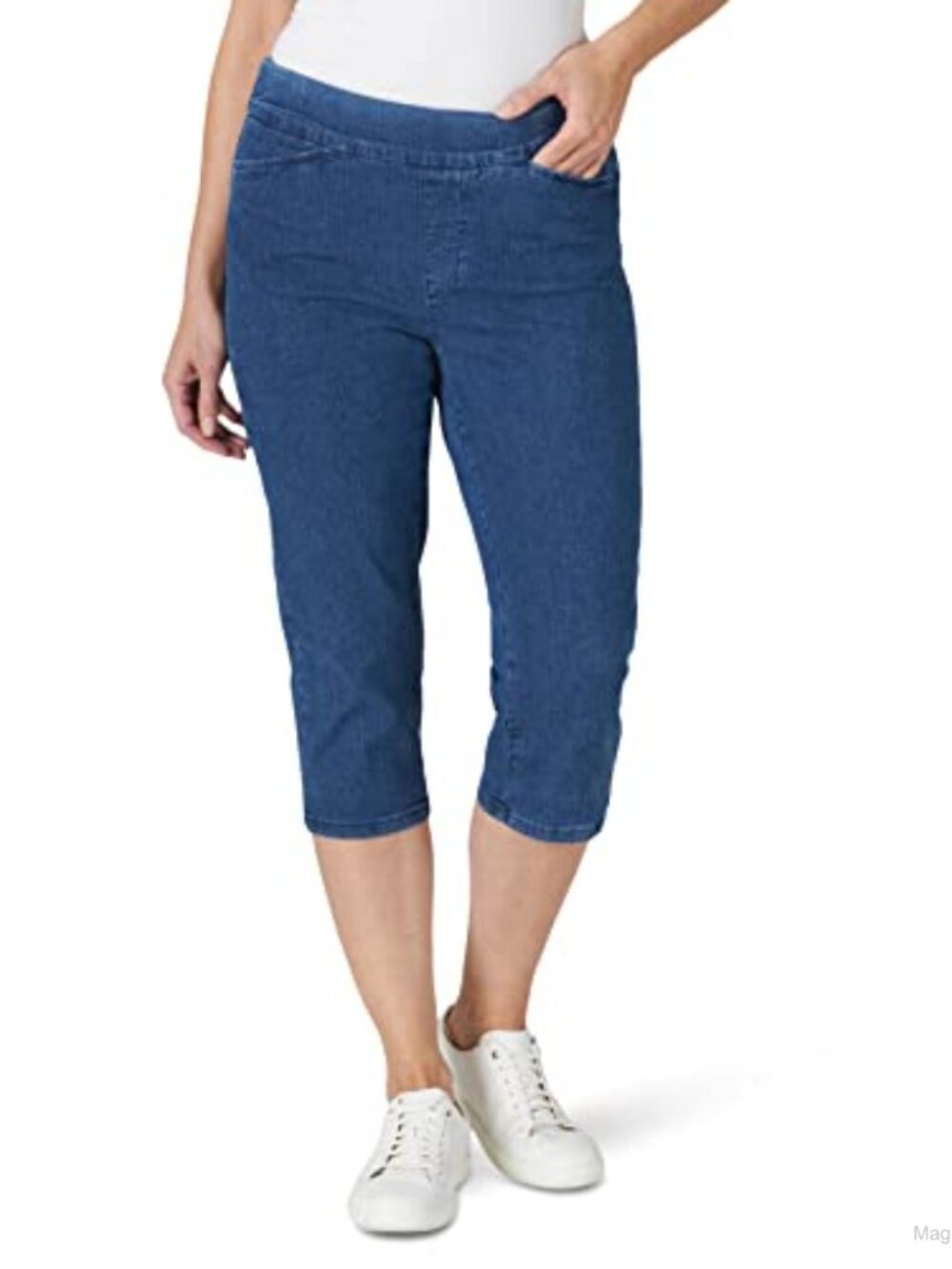 Women's Easy-Fit Elastic Waist Pull-On Capri Pant Stretch Cotton